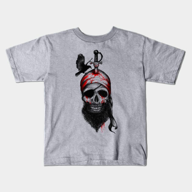 Fallen Pirate Kids T-Shirt by opawapo